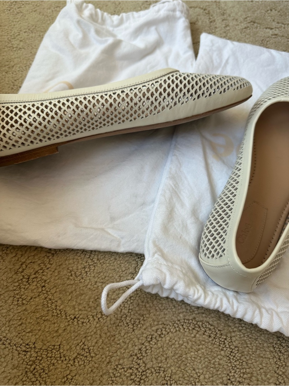 Chloe Marcie Ballet Flat 8 B Eggshell - Picture 7 of 9